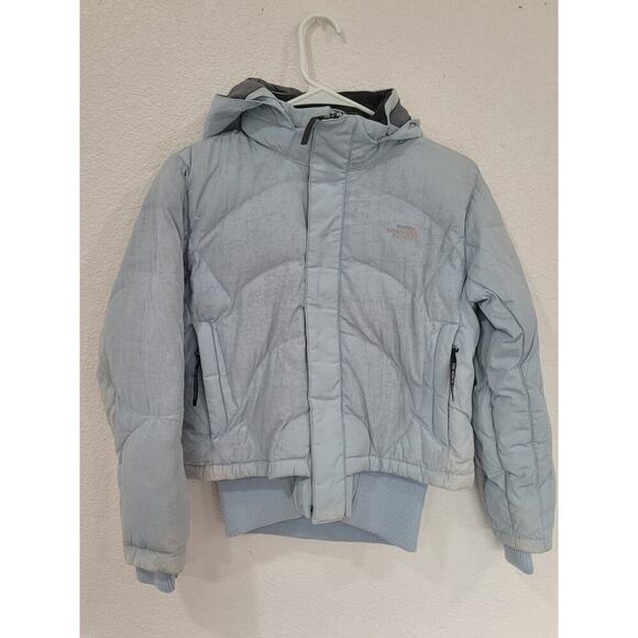 The North Face Girls 550 Goose Down Winter Jacket L Baby Blue Hooded‎ #4 - Picture 1 of 12